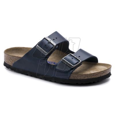 Klapki Birkenstock Arizona Soft Footbed Oiled Leather Narrow damskie/męskie Blue Niebieskie na wąską stopę olejowana skóra (1013644)