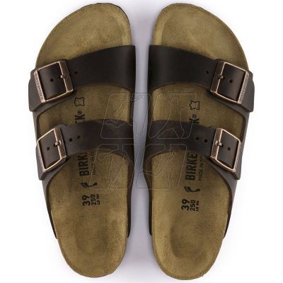 5. Klapki damskie/męskie brązowe Birkenstock Arizona Nubuk Habana narrow wąskie (52533)