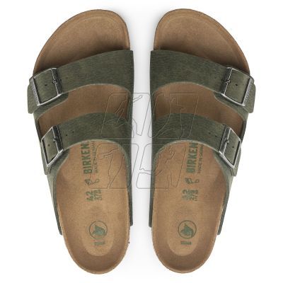 8. Klapki Birkenstock Arizona Vegan Microfaser Regular damskie-męskie Desert Dust Thyme na szeroką stopę wegańskie (1024550)