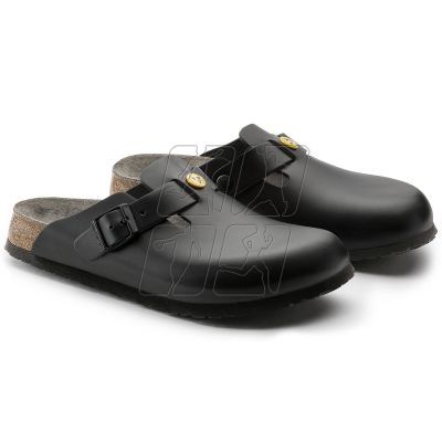 5. Chodaki damskie Birkenstock Boston ESD Black skóra naturalna klapki medyczne narrow wąskie (0061368)