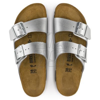 4. Klapki damskie Birkenstock srebrne Arizona Birko-Flor Silver regular szerokie (1012282)