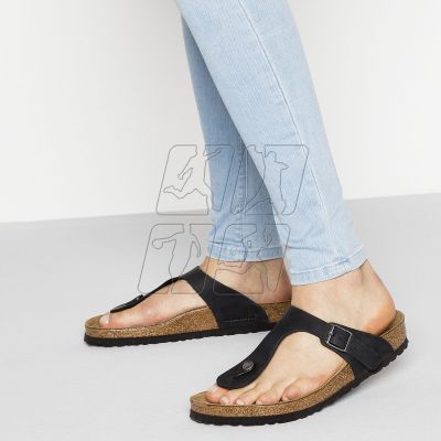 2. Japonki damskie/męskie Birkenstock Gizeh NU Oiled Black Regular olejowana skóra na szeroką stopę (0845251)