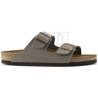 9. Klapki damskie/męskie Birkenstock Arizona Birko-Flor Nubuck Stone regular szerokie szare (0151211)