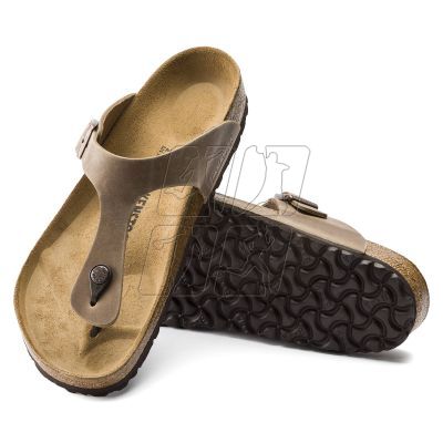 4. Japonki damskie Birkenstock Gizeh Oiled Leather Tabacco Brown Narrow wąskie (0943813)