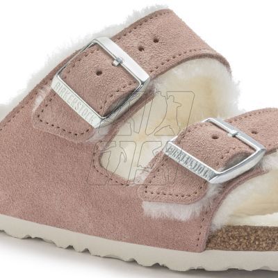 2. Klapki ocieplane Birkenstock Arizona Suede Leather Shearling Pink Clay LAF wąskie narrow (1023258)