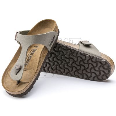 2. Japonki damskie szare-beżowe Birkenstock Gizeh Birko-Flor Nubuck Stone regular szerokie (43391)