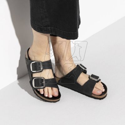 5. Klapki damskie Birkenstock Arizona Big Buckle Oiled Leather Black narrow wąskie (1011075)