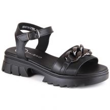 Skórzane sandały z łańcuszkiem Filippo DS4614 czarne