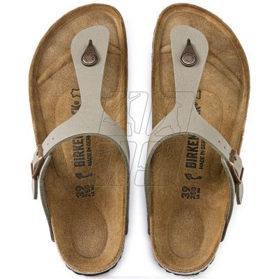 4. Japonki damskie szare-beżowe Birkenstock Gizeh Birko-Flor Nubuck Stone regular szerokie (43391)