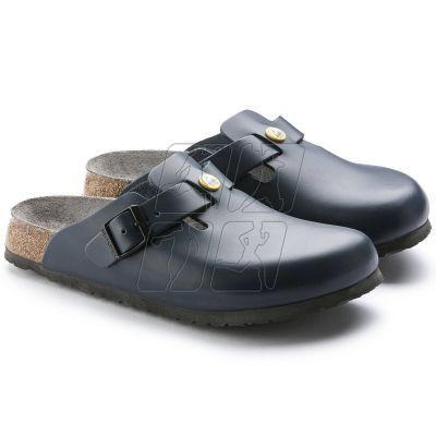 7. Chodaki damskie Birkenstock Boston ESD Blue skóra naturalna klapki narrow wąskie (0061388)