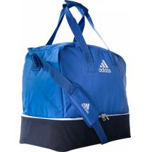 Torba adidas Tiro 17 Team Bag z dolną komorą S BS4750 w kolorze niebieskim z białymi i granatowymi detalami o pojemności około 52 litrów