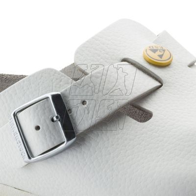 9. Chodaki damskie Birkenstock Boston ESD White skóra naturalna klapki medyczne narrow wąskie (0061378)