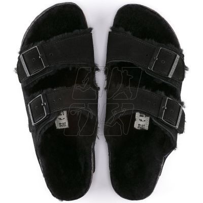 8. Klapki damskie ocieplane z wełną owczą Birkenstock Arizona VL Shearling Black skóra zamszowa regular szerokie (0752661)