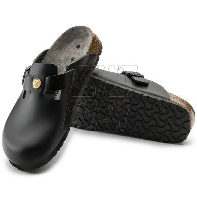 7. Chodaki damskie Birkenstock Boston ESD Black skóra naturalna klapki medyczne narrow wąskie (0061368)